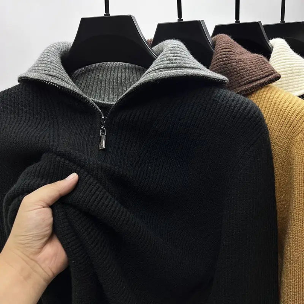 Herren Stehkragen Pullover – Sportlich Elegant mit Reißverschluss