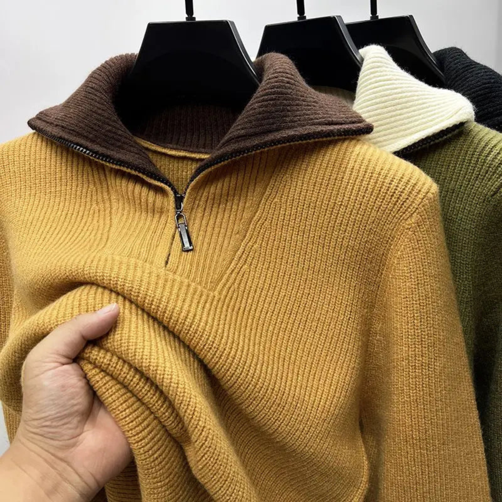 Herren Stehkragen Pullover – Sportlich Elegant mit Reißverschluss