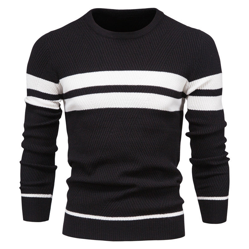 Herrenpullover – Gestreifter Rundhals – Stilvolles Design mit Hoher Qualität