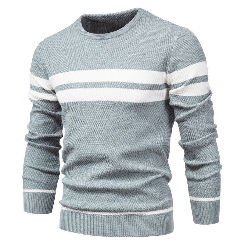 Herrenpullover – Gestreifter Rundhals – Stilvolles Design mit Hoher Qualität