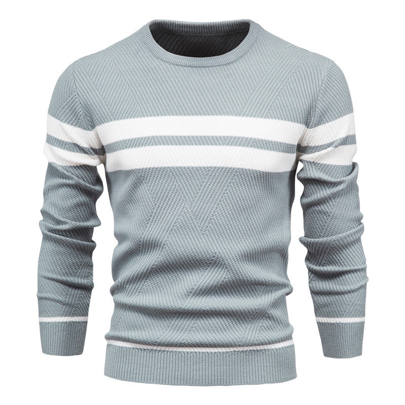 Herrenpullover – Gestreifter Rundhals – Stilvolles Design mit Hoher Qualität