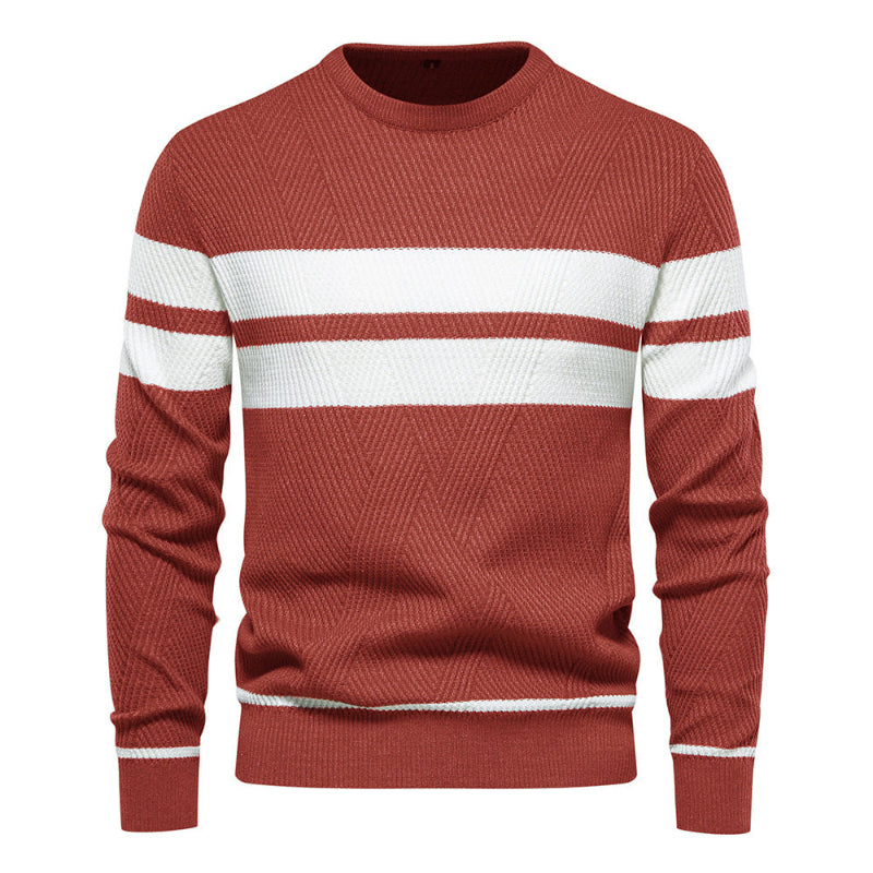Herrenpullover – Gestreifter Rundhals – Stilvolles Design mit Hoher Qualität