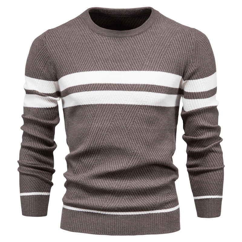 Herrenpullover – Gestreifter Rundhals – Stilvolles Design mit Hoher Qualität