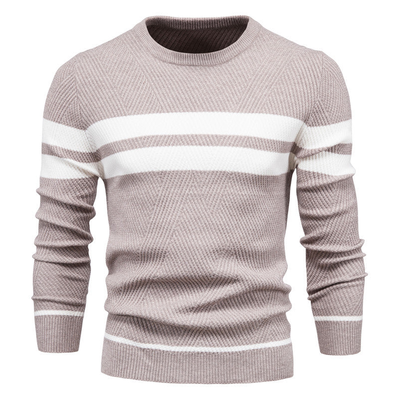 Herrenpullover – Gestreifter Rundhals – Stilvolles Design mit Hoher Qualität