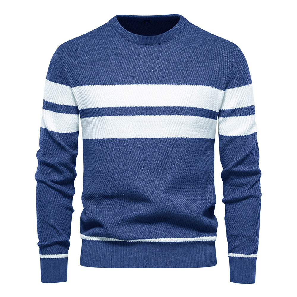 Herrenpullover – Gestreifter Rundhals – Stilvolles Design mit Hoher Qualität
