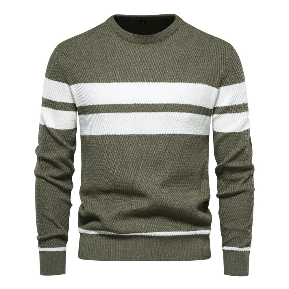 Herrenpullover – Gestreifter Rundhals – Stilvolles Design mit Hoher Qualität