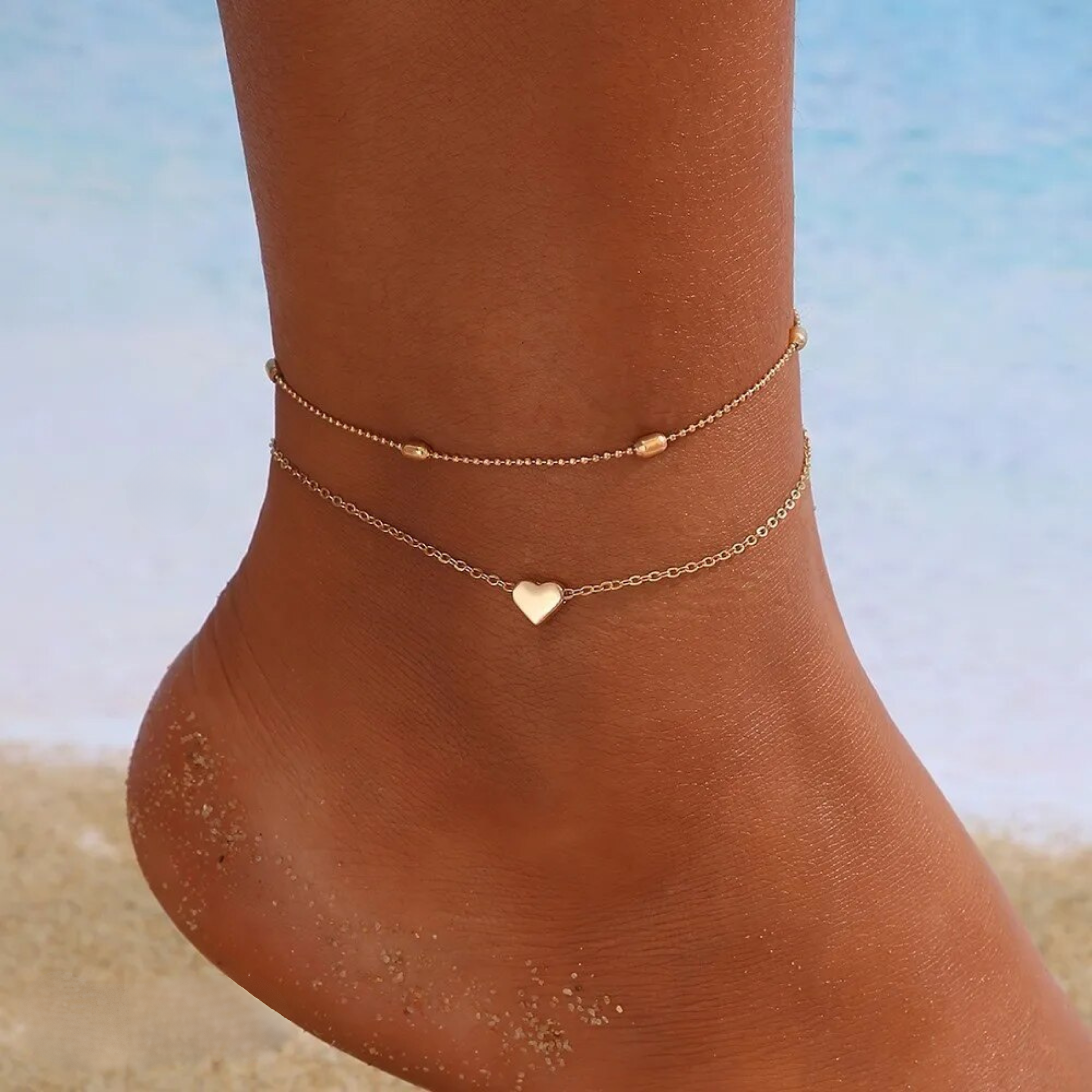 Herzchen – Fußkettchen Damen – Elegantes Silberdesign mit Herzsymbol