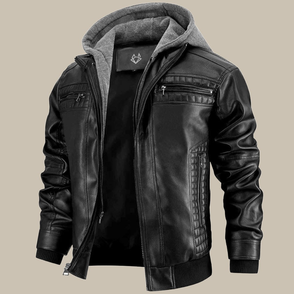 Hochwertige Lederjacke für Herren – Stilvoll mit Kapuze & Funktionalität 0