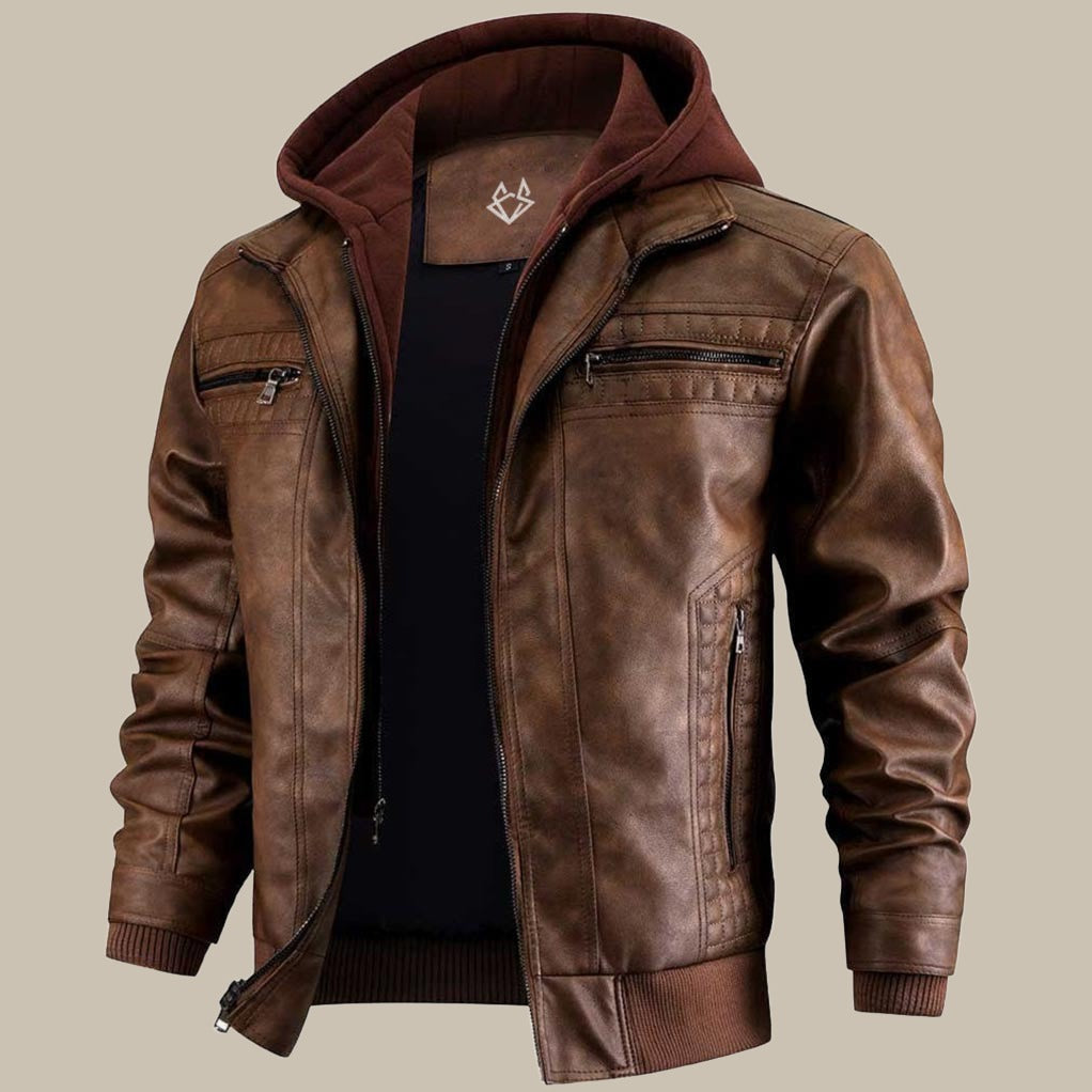 Hochwertige Lederjacke für Herren – Stilvoll mit Kapuze & Funktionalität 1