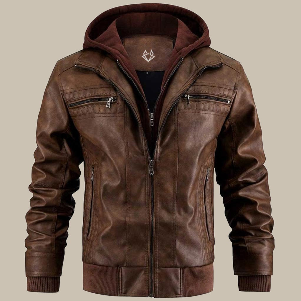 Hochwertige Lederjacke für Herren – Stilvoll mit Kapuze & Funktionalität 2