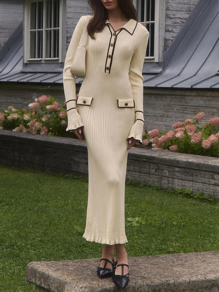 Hohe Taille Maxi Kleid für Damen – Elegantes Design mit Rüsche
