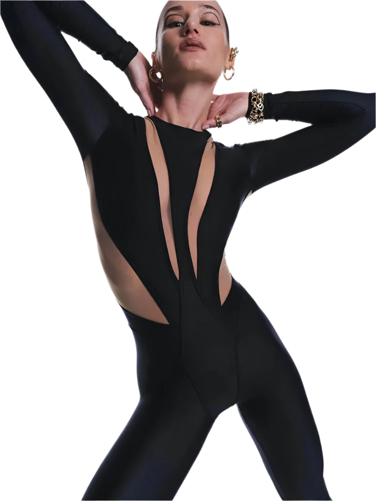 Huhugirl – Jumpsuit Damen Elegant – Figurbetont mit Rundhalsausschnitt