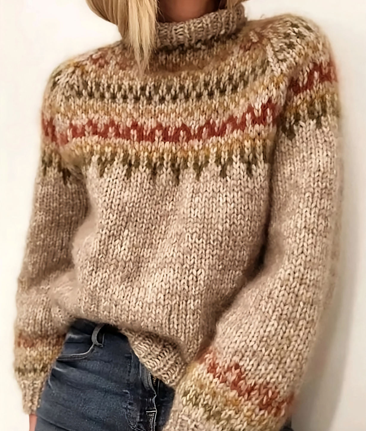 Isländische Wolle – Rollkragenpullover Damen – Warm & Elegant für Herbst und Winter
