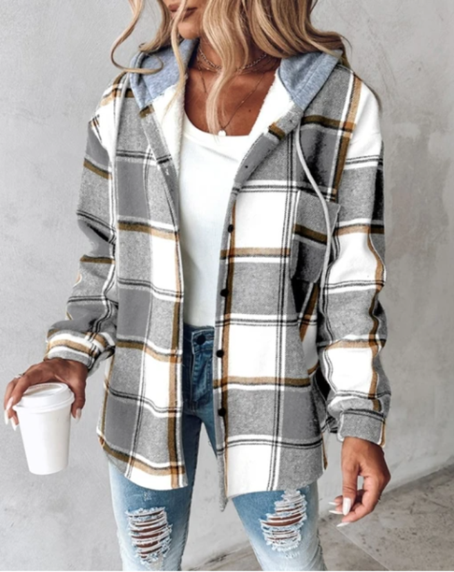 Karierte Kapuzenjacke für Damen – Stilvoll & Warm