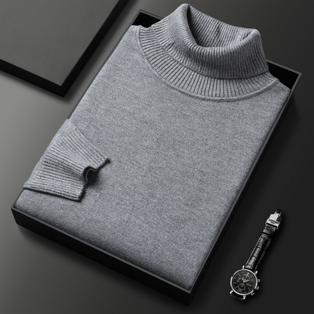 Kaschmir-Baumwoll Rollkragenpullover für Herren – Elegant & Warm