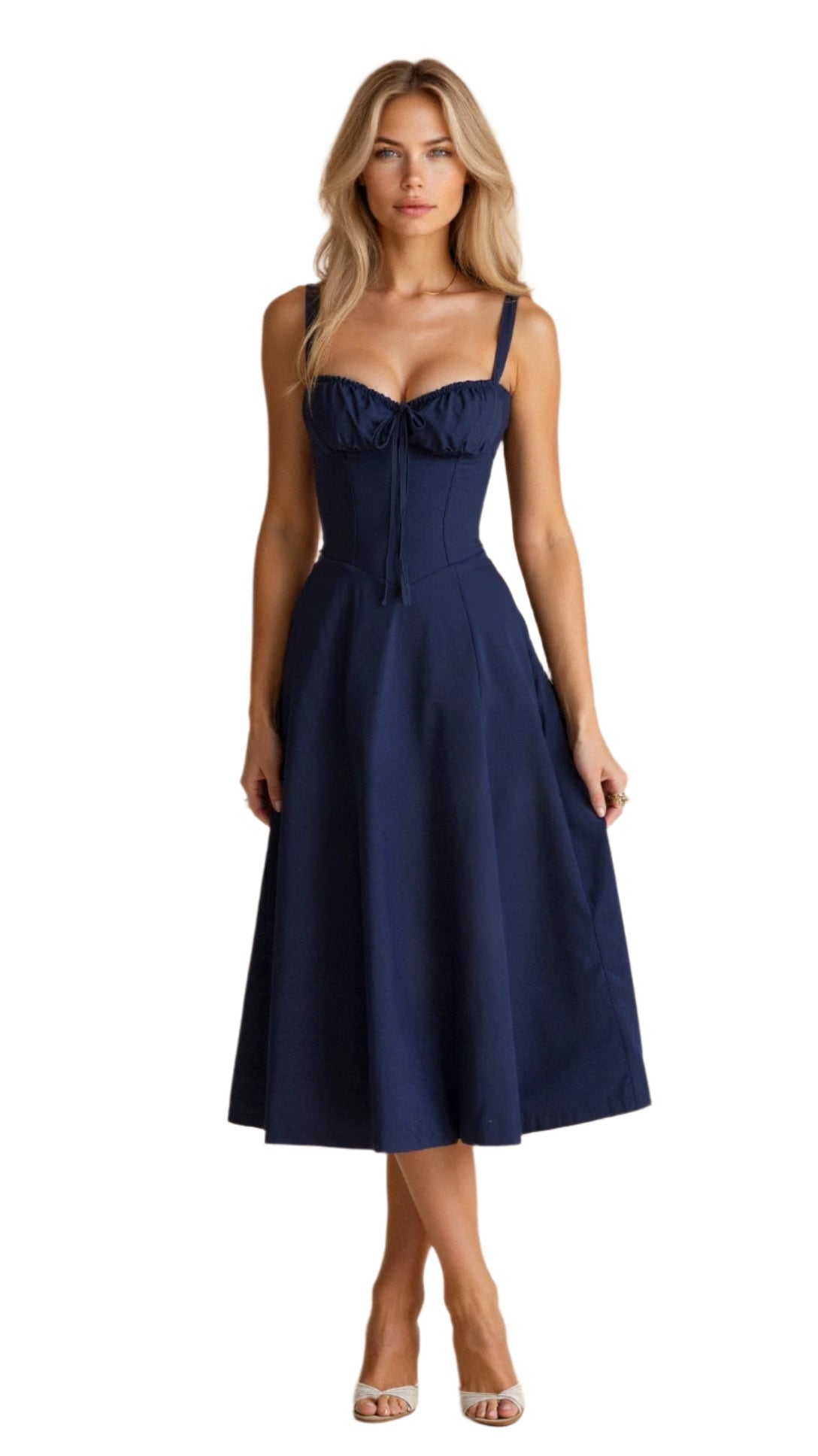 Kiana – Midikleid Sommer – Figurbetont & Fließend für Hochzeitsgäste