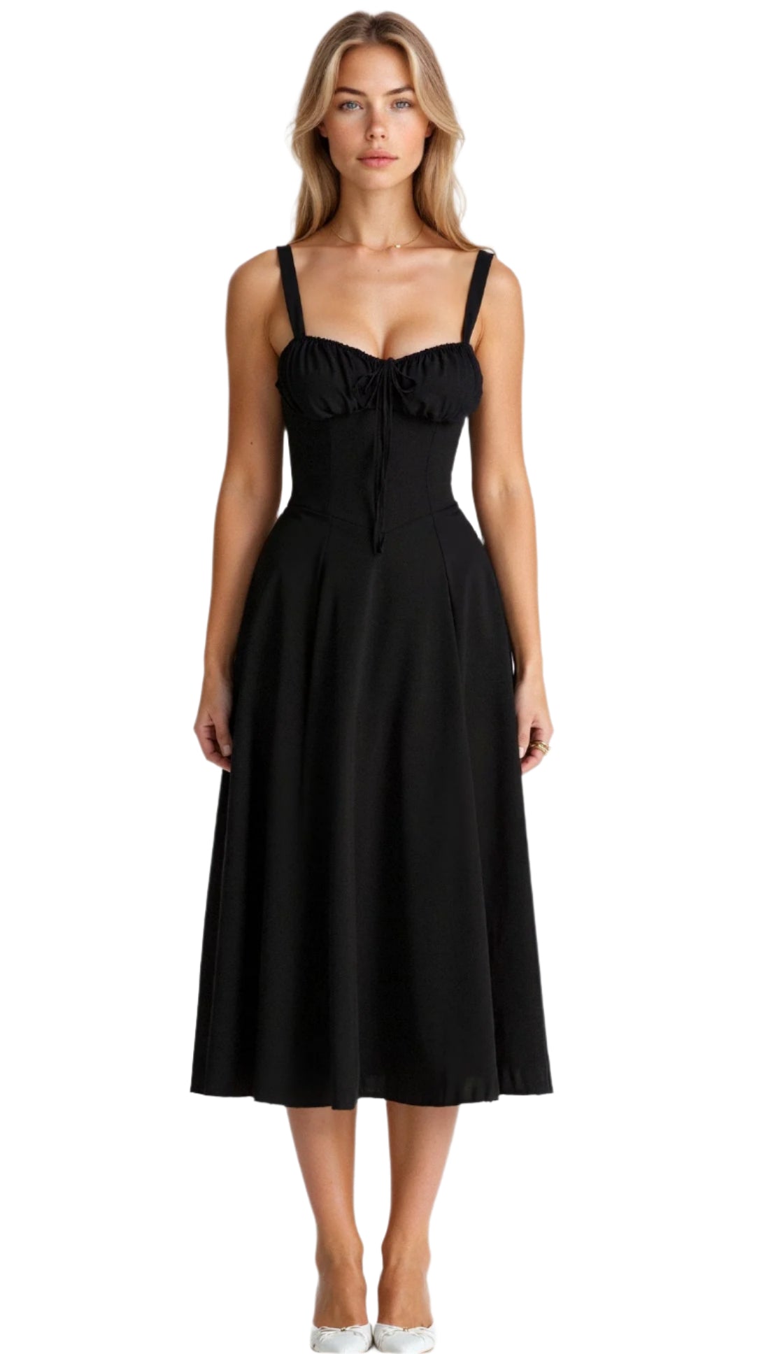 Kiana – Midikleid Sommer – Figurbetont & Fließend für Hochzeitsgäste