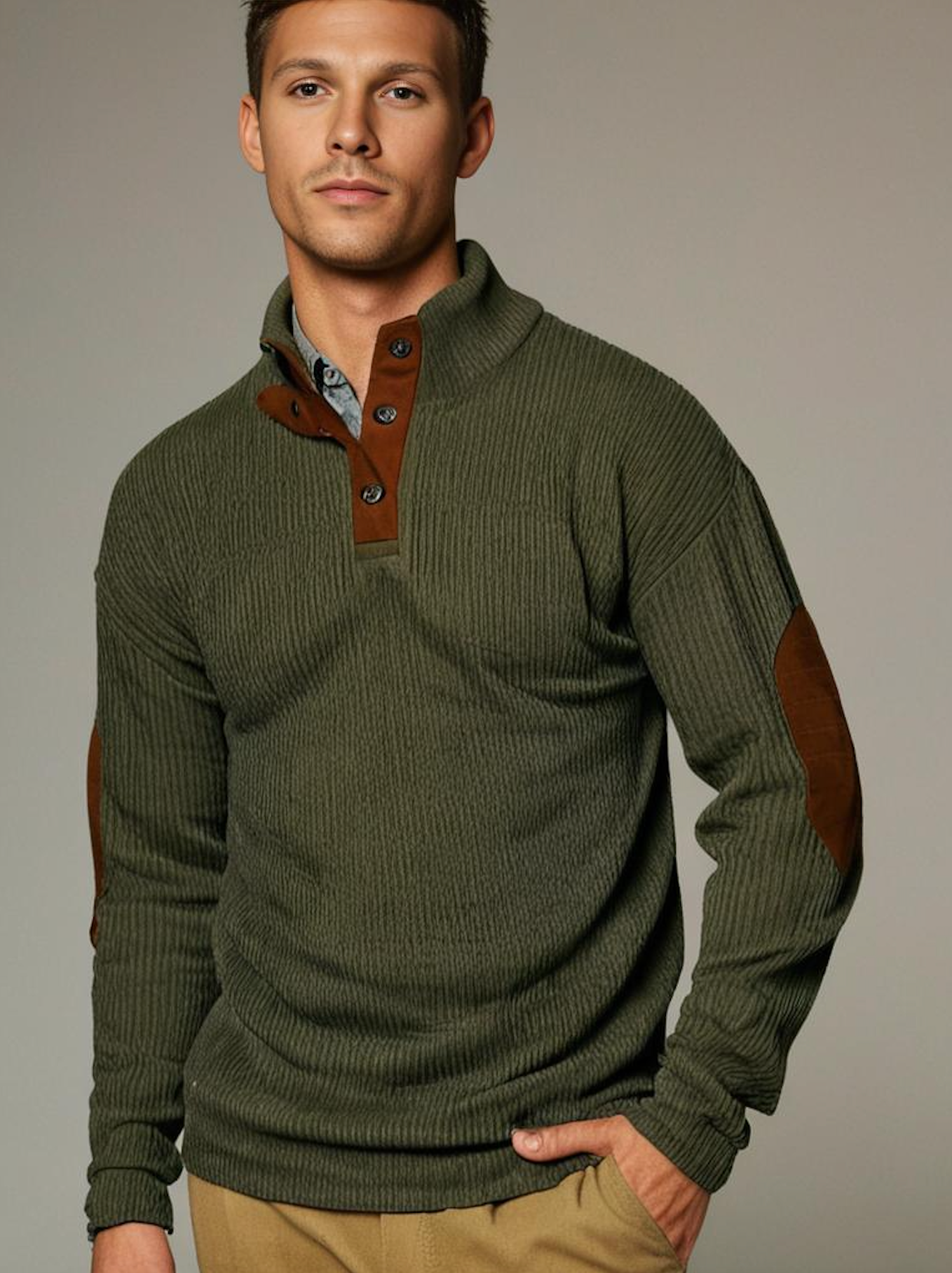 Klassischer Herren Strickpullover – Zeitloses Rippenmuster