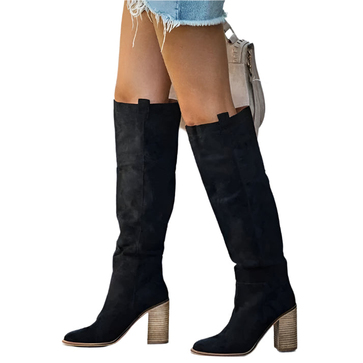 Kniehohe Wildlederstiefel – Elegant in Schwarz oder Braun