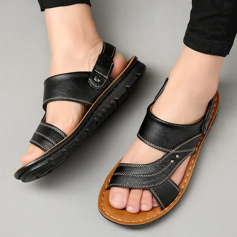 Komfortable Herren Sandalen – Hochwertiges Leder & Atmungsaktiv – Ideal für Sommer & Strand