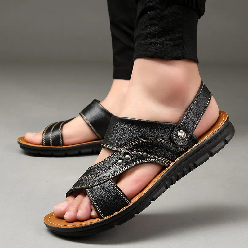 Komfortable Herren Sandalen – Hochwertiges Leder & Atmungsaktiv – Ideal für Sommer & Strand