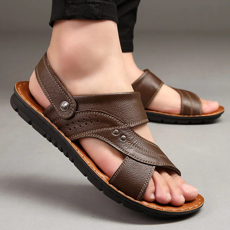 Komfortable Herren Sandalen – Hochwertiges Leder & Atmungsaktiv – Ideal für Sommer & Strand