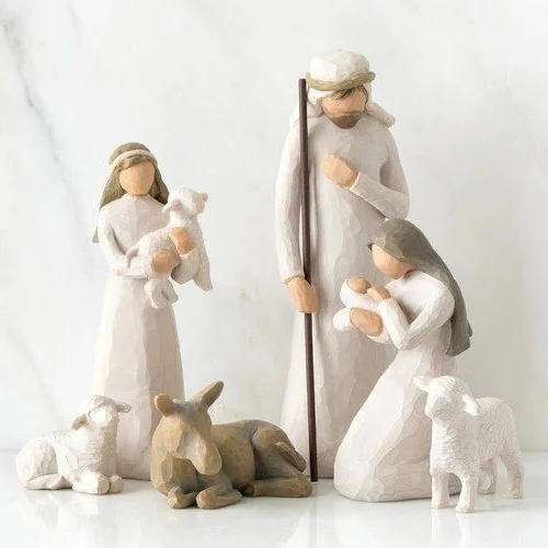Krippenfiguren Set – Handgefertigt aus Holz – Zeitlose Weihnachtskrippe für Dekoration und Geschenke