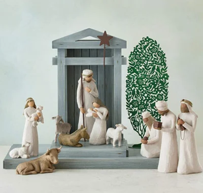 Krippenfiguren Set – Handgefertigt aus Holz – Zeitlose Weihnachtskrippe für Dekoration und Geschenke