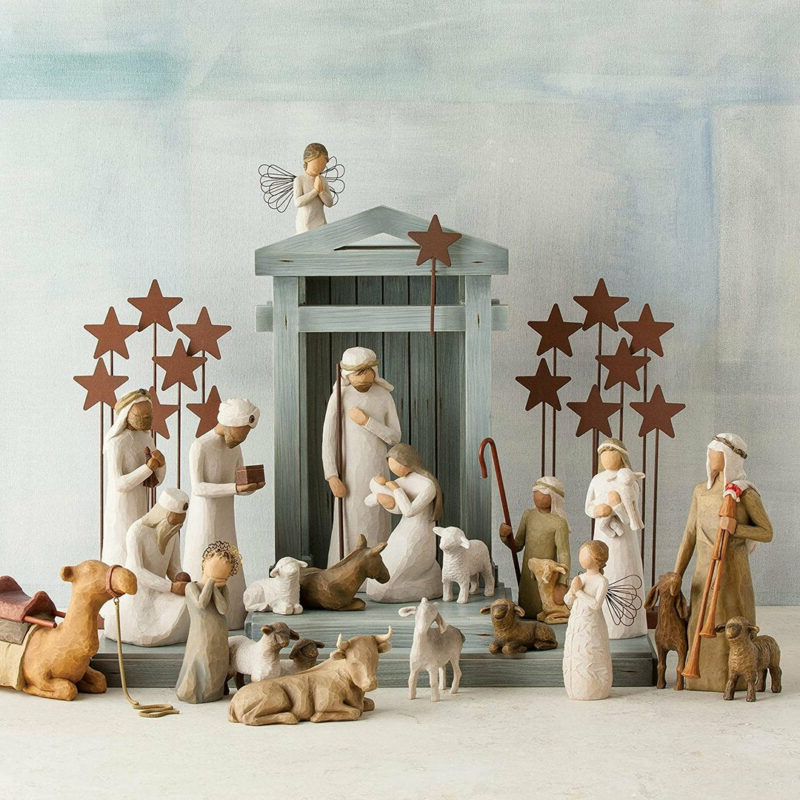 Krippenfiguren Set – Handgefertigt aus Holz – Zeitlose Weihnachtskrippe für Dekoration und Geschenke