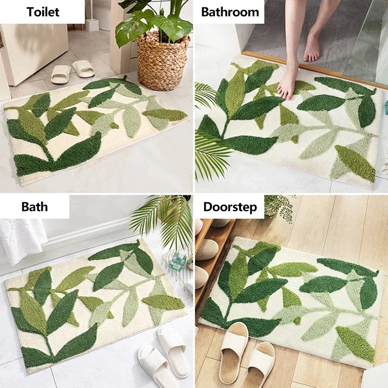 LIVORA – Weicher Blatt-Teppich für Bad, Flur & Schlafzimmer
