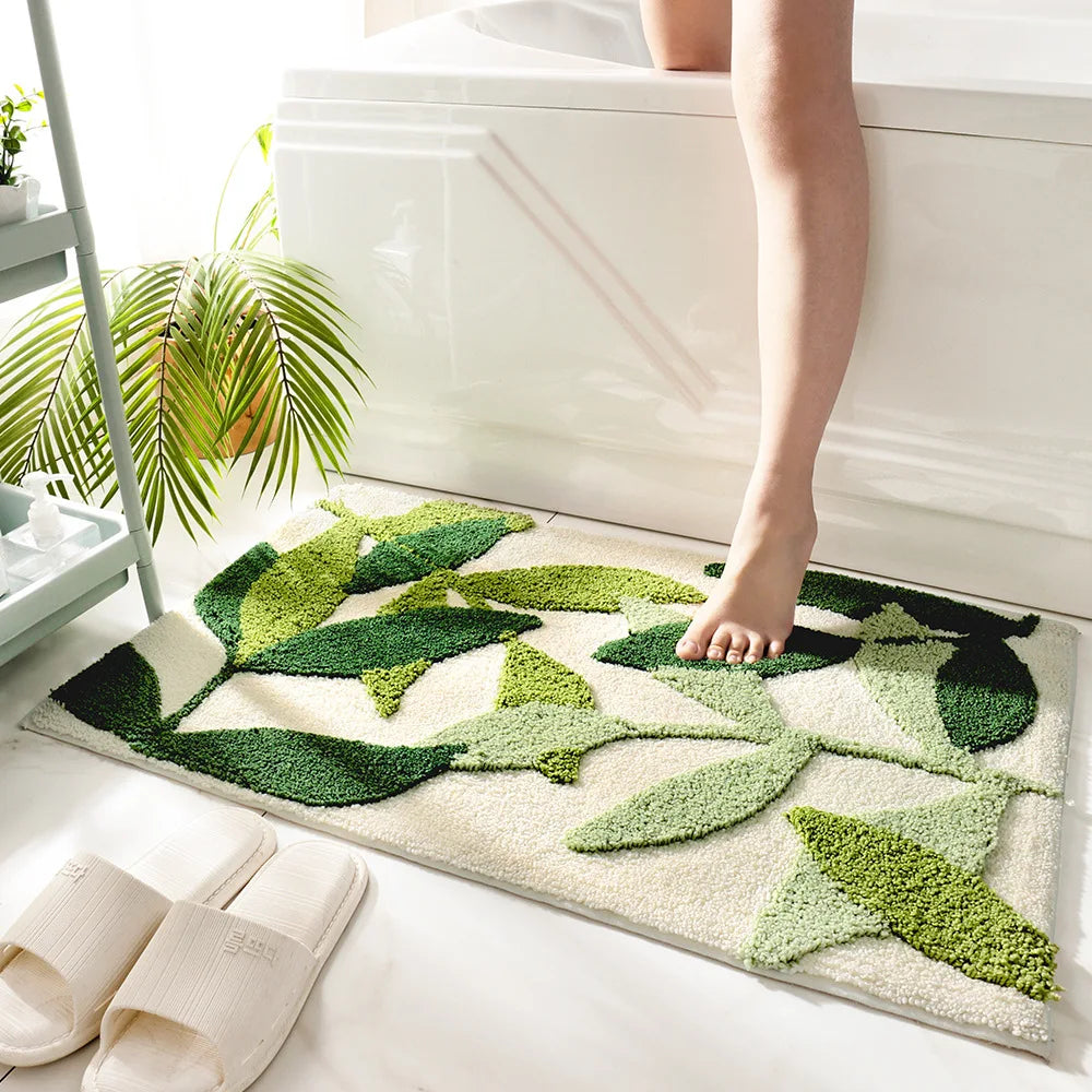 LIVORA – Weicher Blatt-Teppich für Bad, Flur & Schlafzimmer