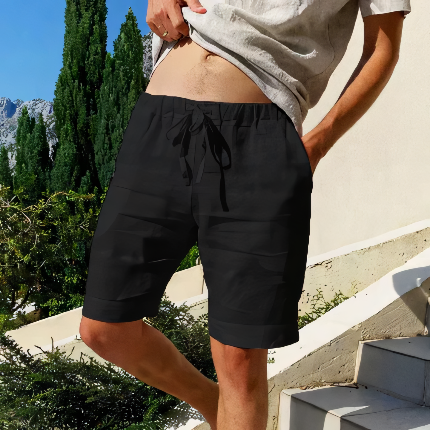 Leinen Shorts Herren – Leicht & Atmungsaktiv – Ideal für Sommerausflüge