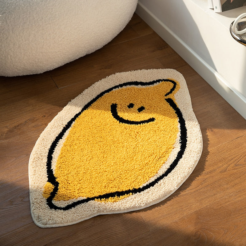 Lemonique – Rutschfester Teppich mit Zitronenmotiv aus weichem Polyester