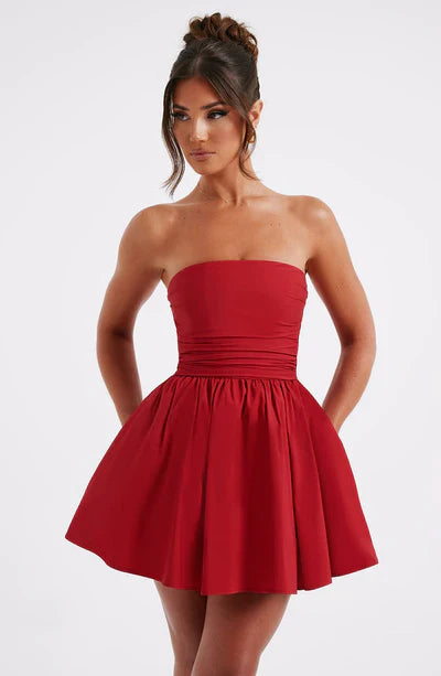 Lexi – Schwarzes Minikleid – Verspielt mit Raffungen & Schleifendetail