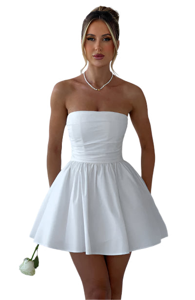 Lexi – Schwarzes Minikleid – Verspielt mit Raffungen & Schleifendetail