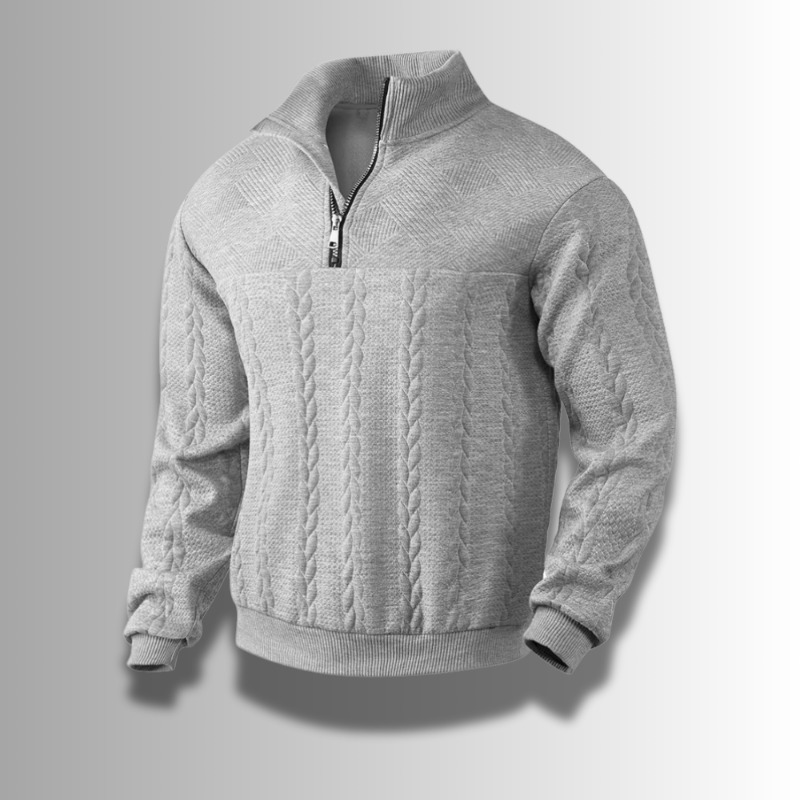 Merinowolle – Herrenpullover – Eleganter Quarter-Zip Stil aus 100% Merinowolle