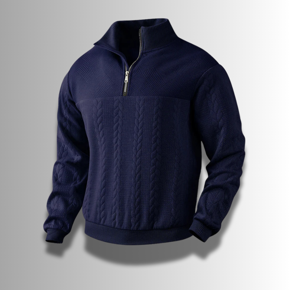 Merinowolle – Herrenpullover – Eleganter Quarter-Zip Stil aus 100% Merinowolle