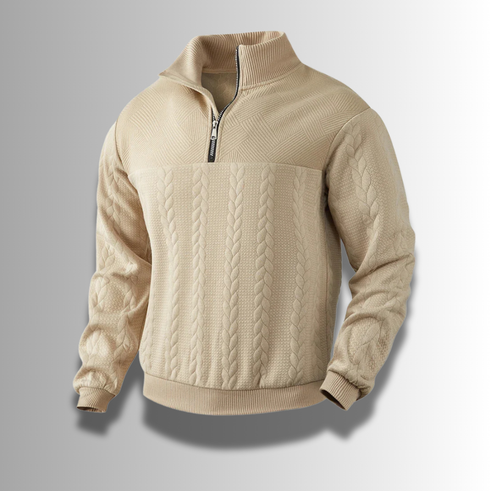 Merinowolle – Herrenpullover – Eleganter Quarter-Zip Stil aus 100% Merinowolle