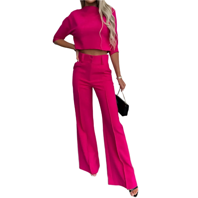 Mery – Damen Set mit Cropped Oberteil und Weiten Hosen – Lässig & Elegant