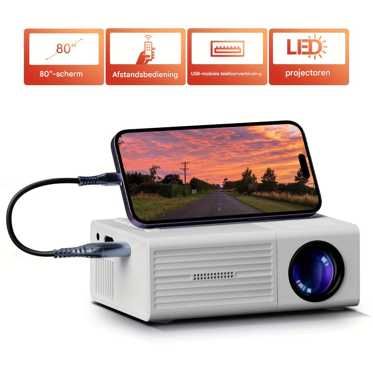 Mini Beamer – 3000 Lumen Helligkeit – Tragbar für Filme und Präsentationen