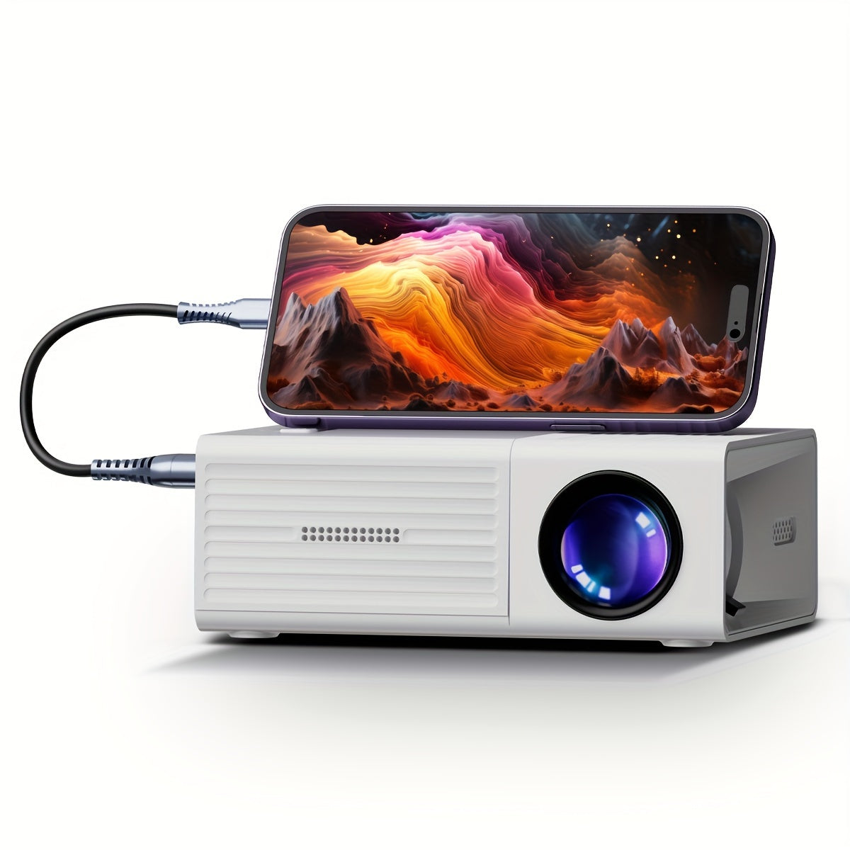 Mini Beamer – 3000 Lumen Helligkeit – Tragbar für Filme und Präsentationen