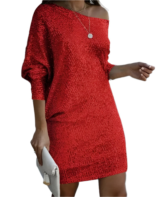 Minikleid mit einem Schulter – Schimmernd & Elegant