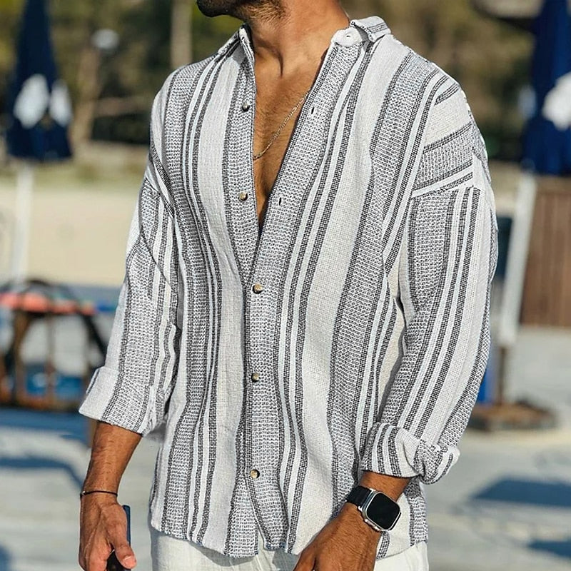 Modernes Herren Hemd – Stilvolles Gestreiftes Design – Komfortabel & Vielseitig