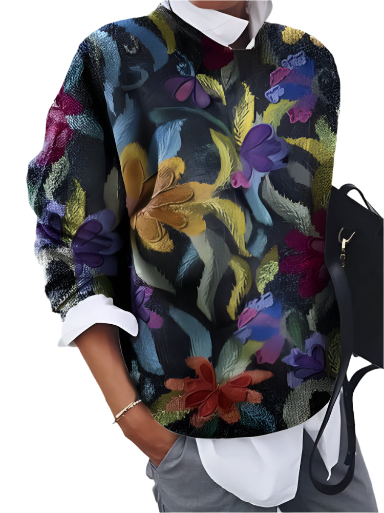 Modischer Blumenpullover – Damen Pullover – Elegantes Design aus Hochwertiger Baumwolle