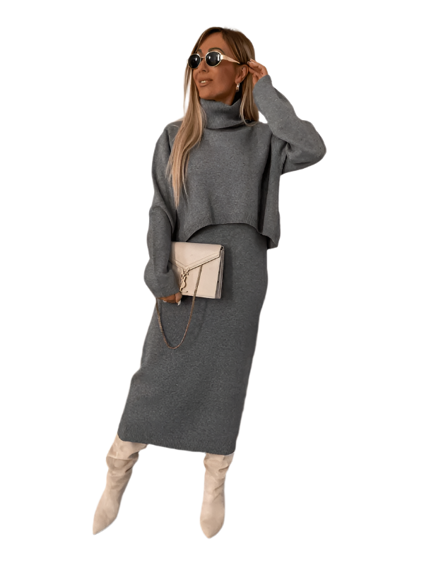 Nilda – Rollkragenpullover und Kleid Set – Warm & Vielseitig