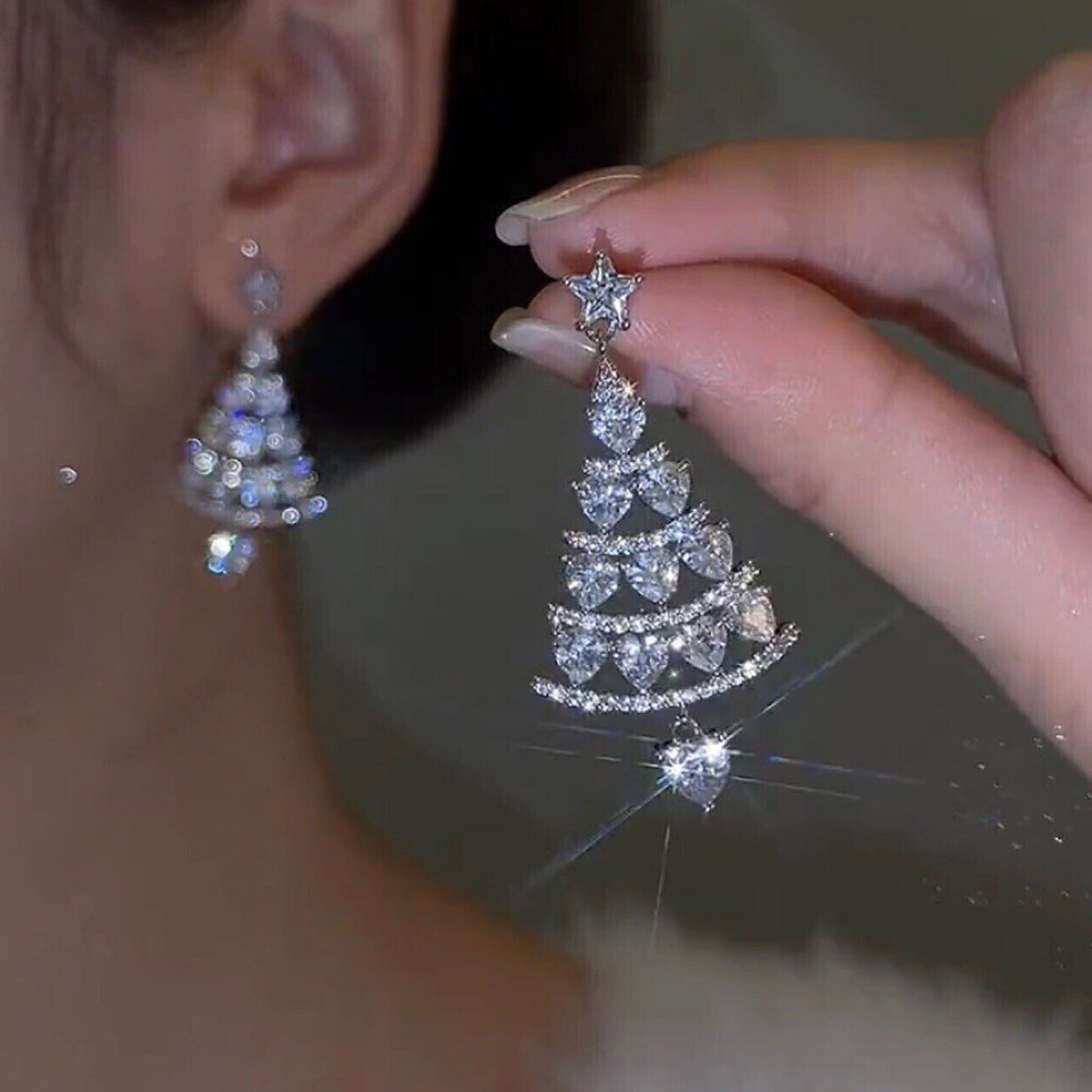 Ohrringe Silber – Elegantes Weihnachtsbaum-Design – Hypoallergen für Empfindliche Ohren