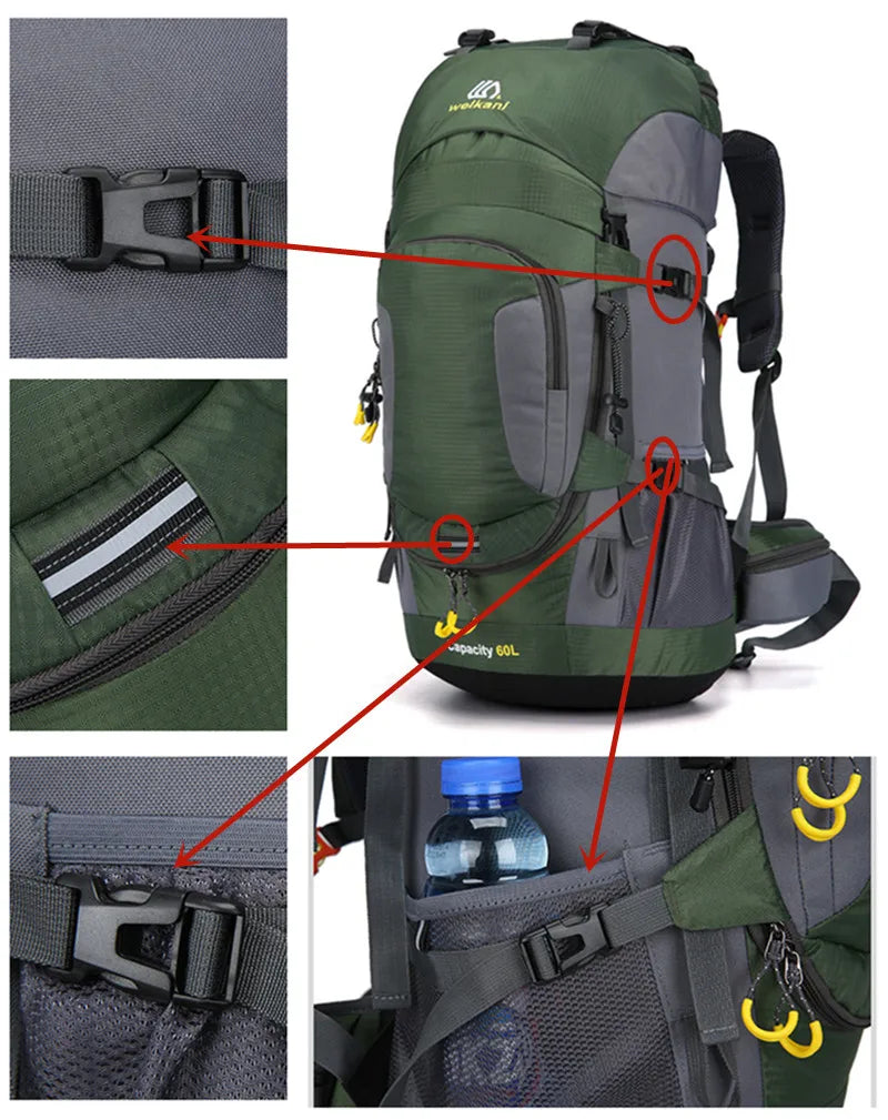 PeakRider – Wasserdichter Wanderrucksack – 60L für Damen und Herren