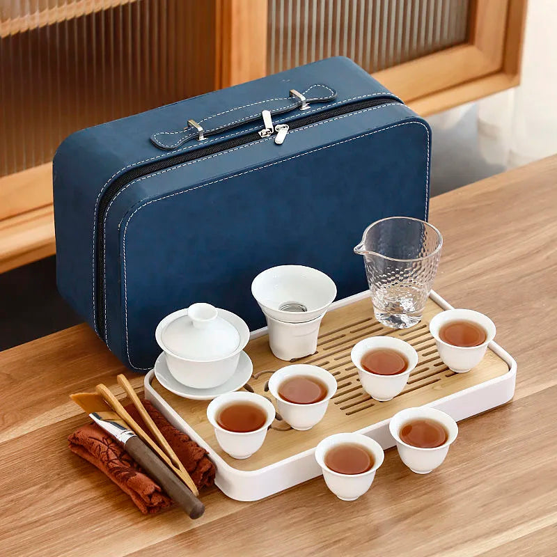 Porzellan Tee Set – Tragbares 13-teiliges Teeservice für Gongfu-Teezeremonien