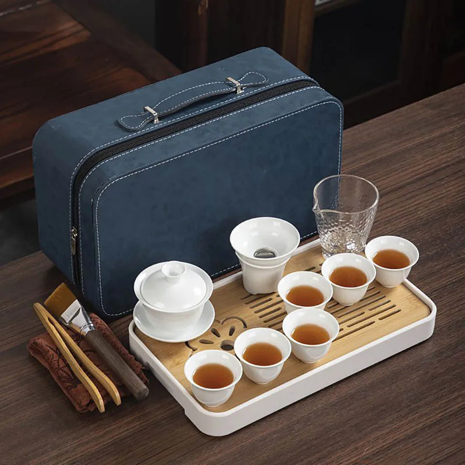 Porzellan Tee Set – Tragbares 13-teiliges Teeservice für Gongfu-Teezeremonien
