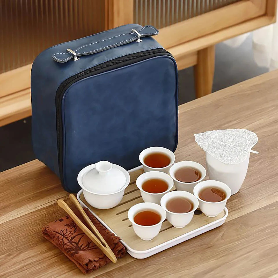 Porzellan Tee Set – Tragbares 13-teiliges Teeservice für Gongfu-Teezeremonien